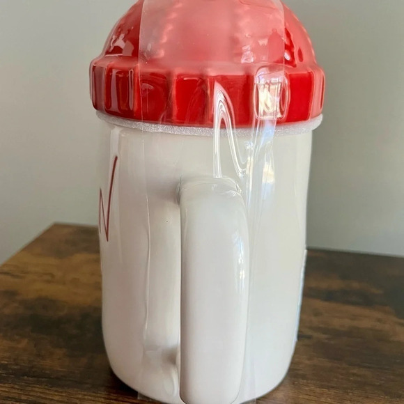 Rae Dunn | Snow Day Mug Set  with Toque Top in Red & White NEW - Picture 2 of 7